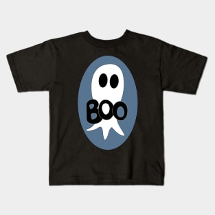 Cute Halloween ghost cartoon with BOO text Kids T-Shirt